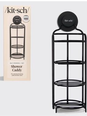 Kitsch Self-Draining Shower Caddy, Black, NWT